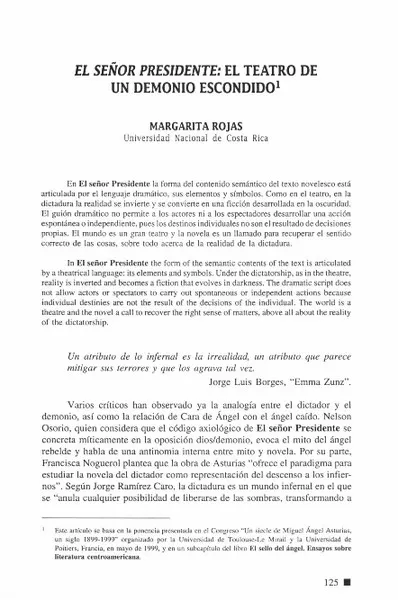 El Señor presidente: El teatro de un demonio escondido  [artículo] Margarita Rojas.