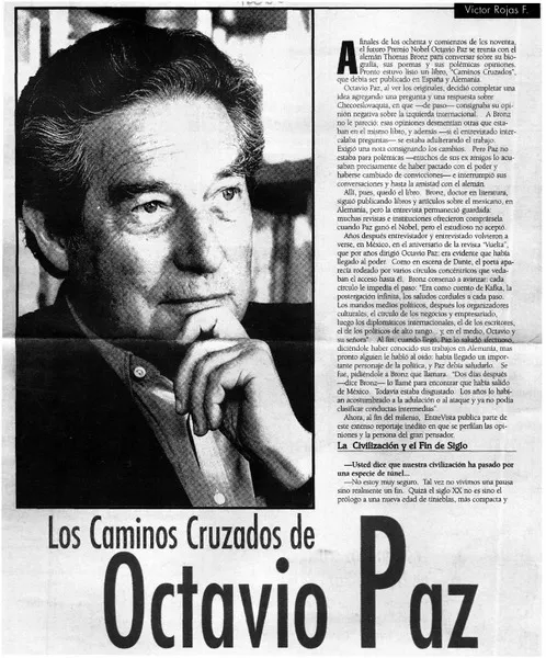 Los caminos cruzados de Octavio Paz  [artículo] Víctor Rojas F.