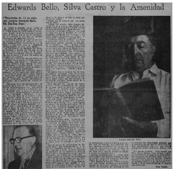 Edwards Bello, Silva Castro y la amenidad (1)  [artículo] Juan Tejeda.