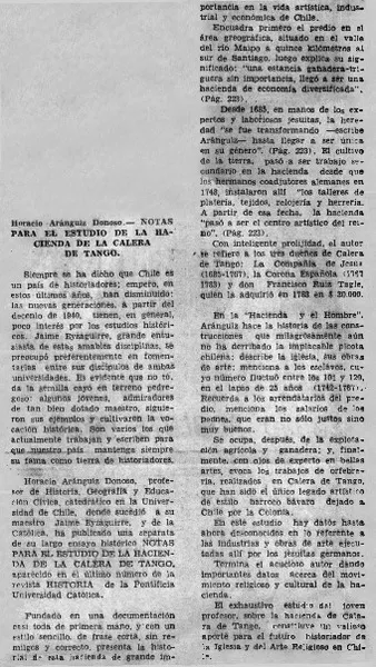 Notas para el estudio de la hacienda de La Calera de Tango.  [artículo]