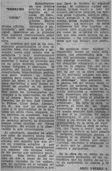 Derecho civil"  [artículo] Abel Valdés A.