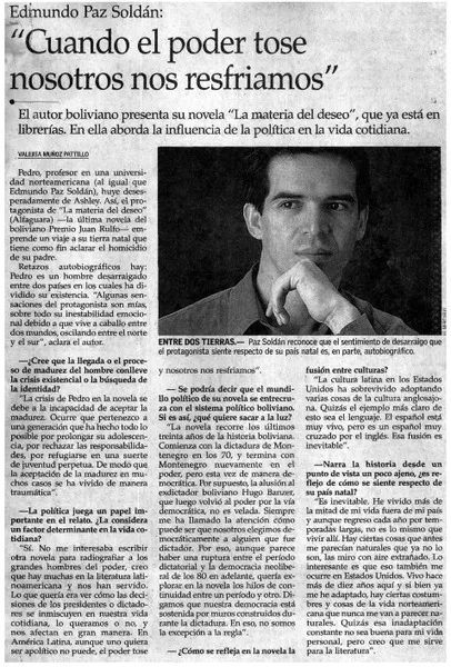"Cuando el poder tose nosotros nos resfriamos"  [artículo] Valeria Muños Patillo.