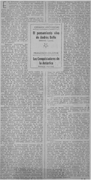 El pensamiento vivo de Andrés Bello  [artículo] Eleazar Huerta.