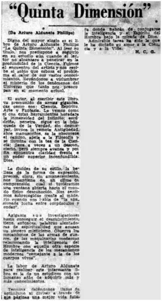 Quinta dimensión"  [artículo] H. C. G.