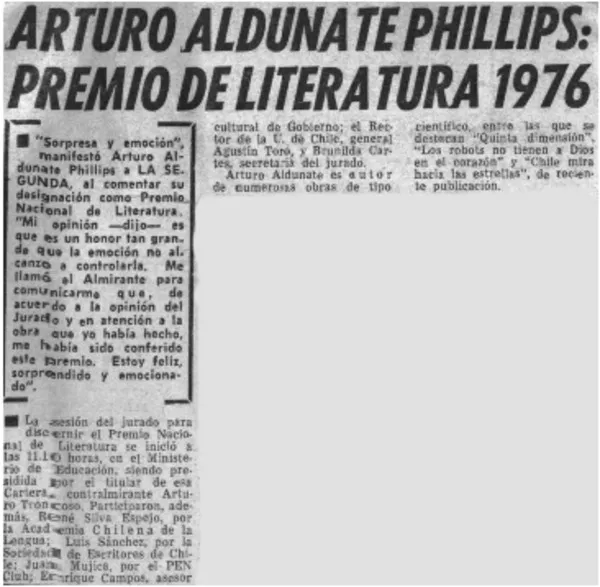 Arturo Aldunate Phillips:_ premio de literatura 1976.  [artículo]