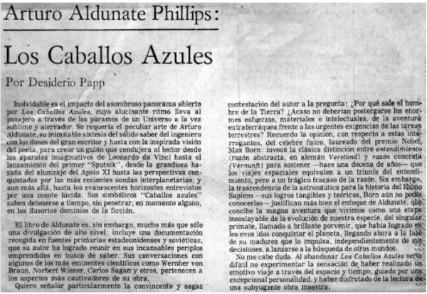 Los caballos azules  [artículo] Desiderio Papp.