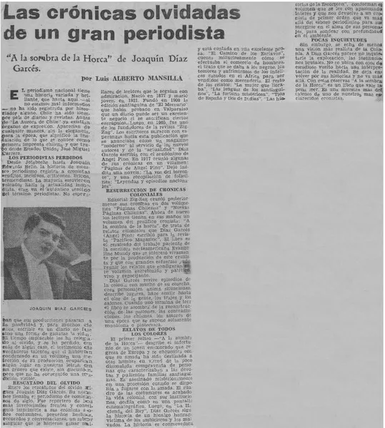 Las crónicas olvidadas de un gran periodista  [artículo] Luis Alberto Mansilla.