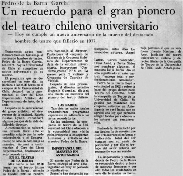 Un Recuerdo para el gran pionero del teatro chileno universitario.  [artículo]