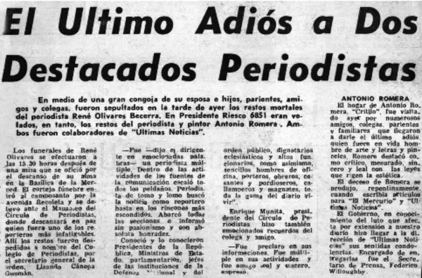 El Ultimo adiòs a dos destacados periodistas.  [artículo]