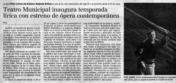 Teatro Municipal inaugura temporada lírica con estreno de ópera contemporánea  [artículo] R.G.M.