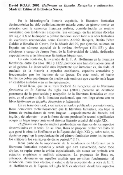 Hoffmann en España, recepción e influencias  [artículo] Andrea Castro.