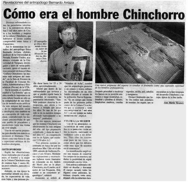 Cómo era el hombre Chinchorro  [artículo] Ana María Vásquez.