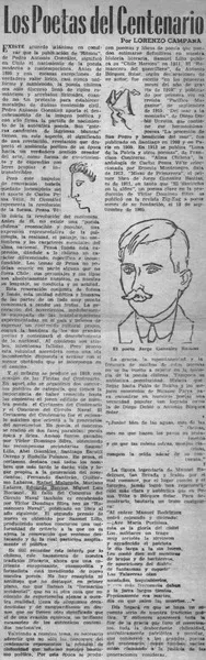 Los poetas del centenario  [artículo] Lorenzo Campana.