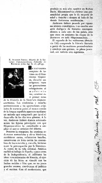 Historia de la literatura hispanoamericana.  [artículo]