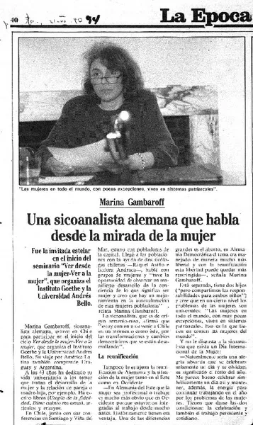 Una Sicoanalista alemana que habla desde la mirada de la mujer.  [artículo]