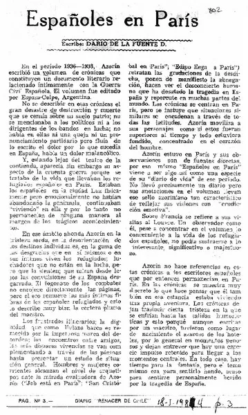 Españoles en París  [artículo] Darío de la Fuente D.