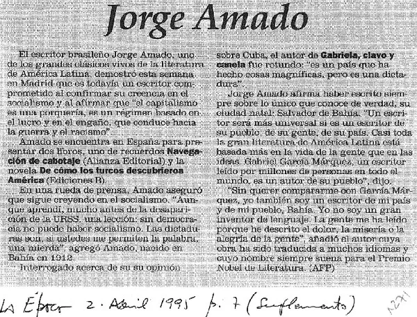 Jorge Amado.  [artículo]