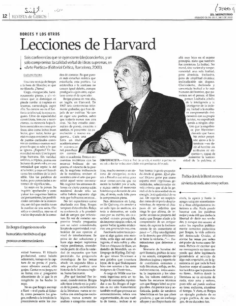 Lecciones de Harvard  [artículo] Carlos Iturra.