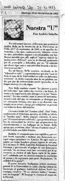 Nuestra "U"  [artículo] Andrés Sabella.