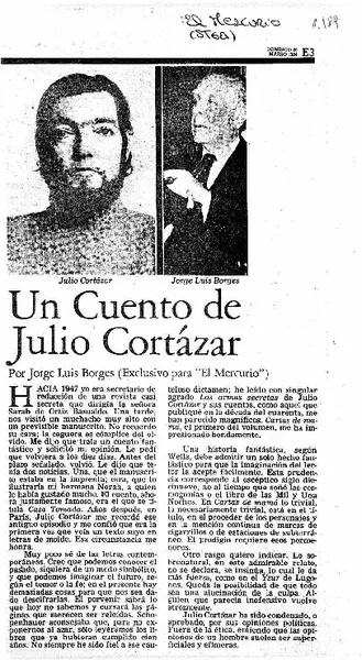 Un cuento de Julio Cortázar  [artículo] Jorge Luis Borges.