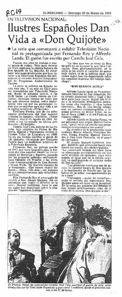 Ilustes españoles dan vida "Don Quijote".  [artículo]
