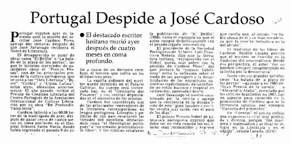 Portugal despide a José Cardoso.  [artículo]