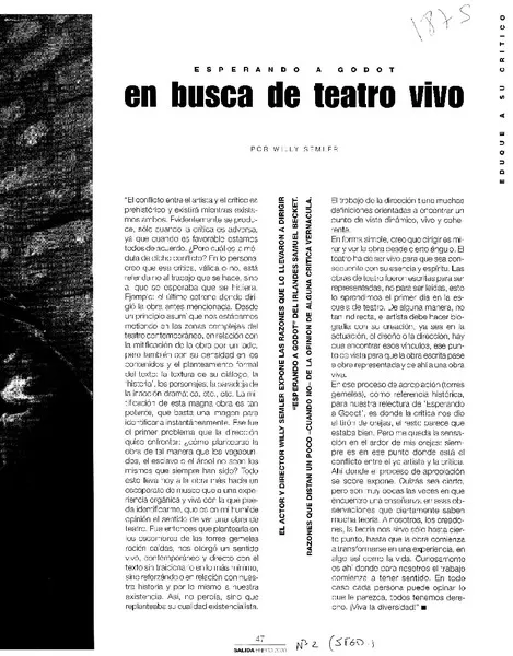 En busca de teatro vivo  [artículo] Willy Semler.