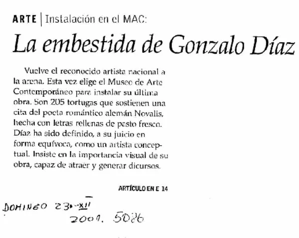 La Embestida de Gonzalo Díaz.  [artículo]
