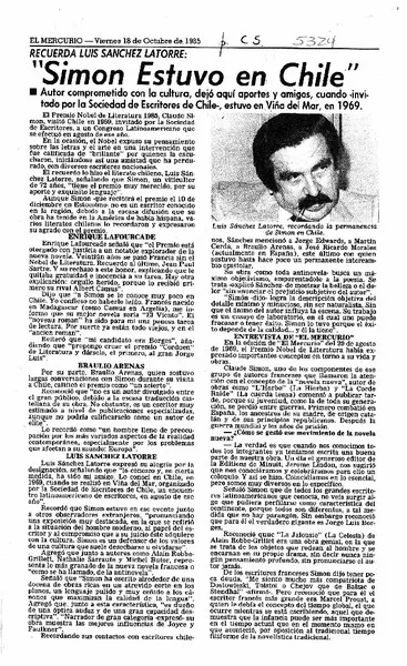 Simon estuvo en Chile".  [artículo]