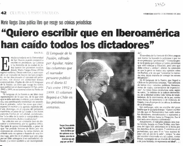 "Quiero escribir que en Iberoamérica han caído todos los dictadores".  [artículo]
