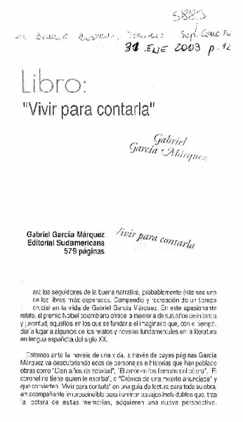 Vivir para contarla.  [artículo]