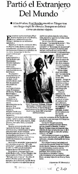 Partió el extranjero del mundo.  [artículo]
