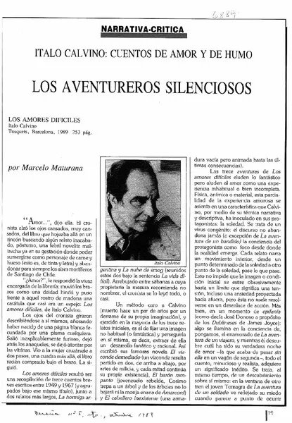 Los aventureros silenciosos  [artículo] Marcelo Maturana.