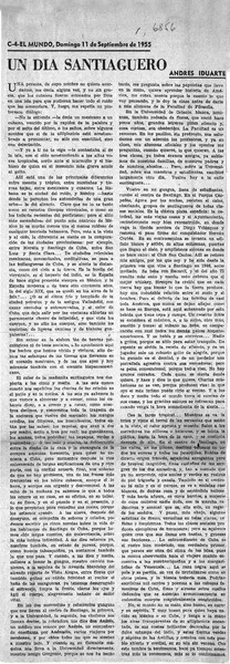 Un día santiaguero  [artículo] Andrés Iduarte.