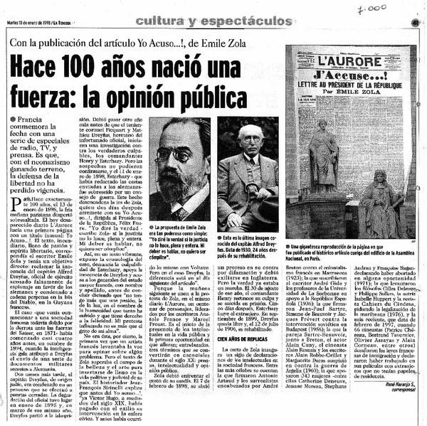 Hace 100 años nació una fuerza: la opinión pública  [artículo] René Naranjo S.