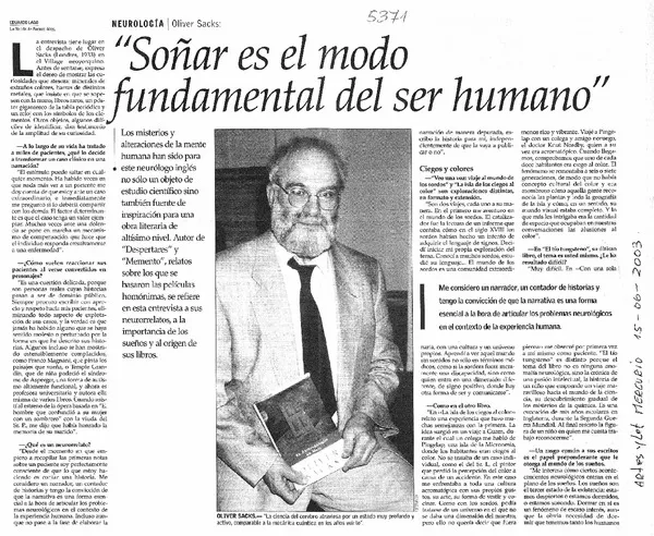 "Soñar es el modo fundamental del ser humano"  [artículo]