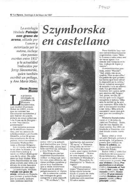 Szymborska en castellano  [artículo] Oscar Peyrou.