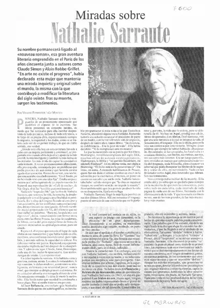 Miradas sobre Nathalie Sarraute  [artículo] Viviane Forrester.
