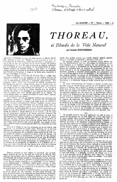 Thoreau, el filósofo de la vida natural  [artículo] Ernesto Montenegro.