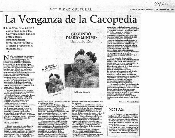 La venganza de la cacopedia  [artículo] Juan Andrés Salfate.