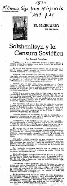 Solzhenitsyn y la censura Soviética  [artículo] Ronald Farquhar.