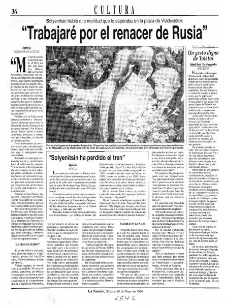 "Trabajaré por el renacer de Rusia" Solzhenitsyn habló a la multitud que lo esperaba en la plaza de Vladivostok [artículo] :