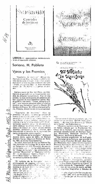 Soriano, H. Poblete y VAras y los premios  [artículo]