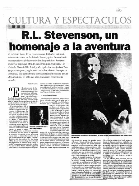 R. L. Stevenson, un homenaje a la aventura  [artículo] Pedro Valette.