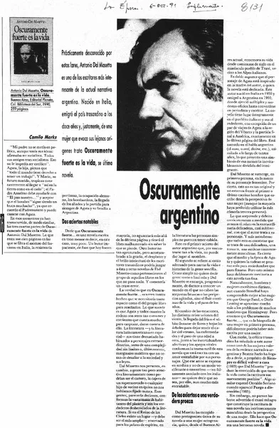 Oscuramente argentino  [artículo] Camilo Marks.
