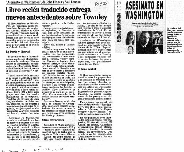 Libro recién traducido entrega nuevos antecedentes sobre Townley.  [artículo]