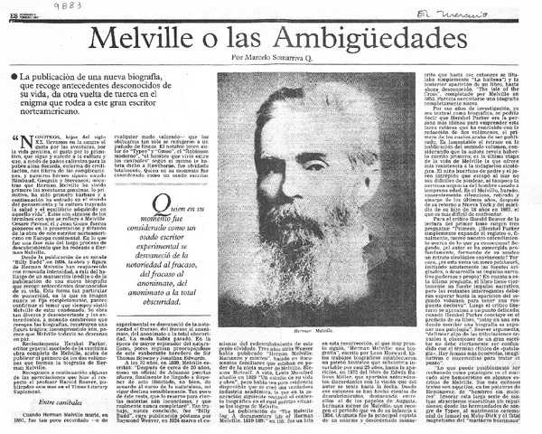 Melville o las ambigüedades  [artículo] Marcelo Somarriva Q.