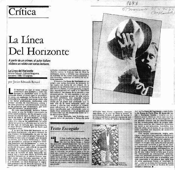 La línea del horizonte  [artículo] Javier Edwards Renard.