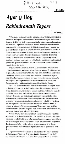 Rabindranath Tagore  [artículo] Jónico.