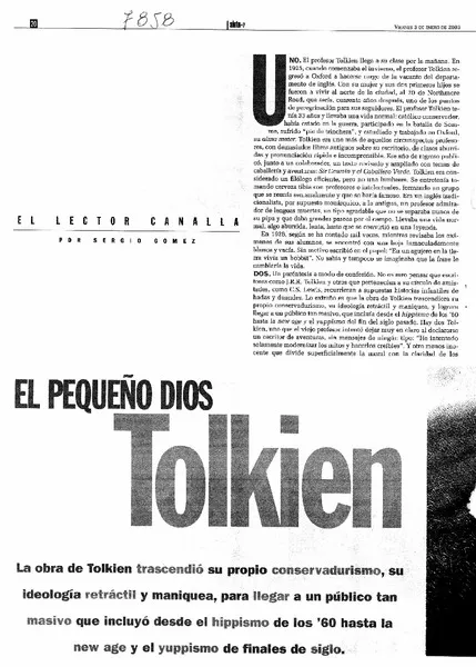 El Pequeño Dios Tolkien  [artículo] Sergio Gómez.